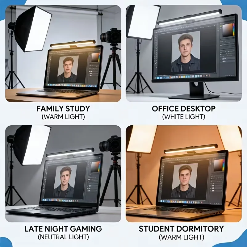 LED Computer Screen Hanging Light Bar USB Monitor Light Bar Touch 3 Color Dimming Computer Monitor Lamp for Home Office Gaming