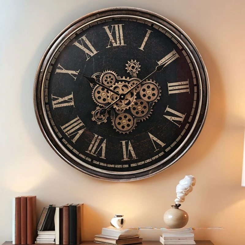 Nordic Retro Wall Clocks Creative Dynamic Gears Wall Clocks Modern American Elegance Home Decor Relojes De Pared ZY40BGZ