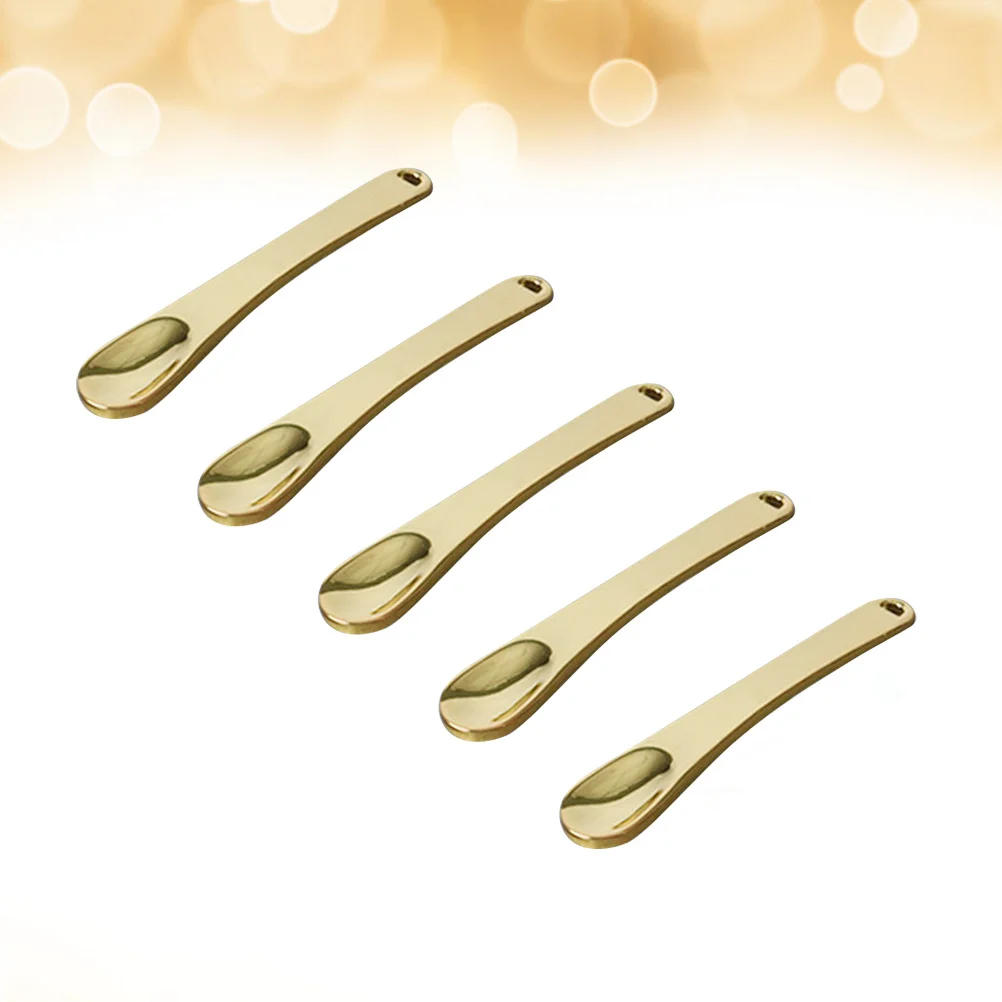 5 Pcs Facial Mask Eye Cream Stick Spoon Face Eyes Metal Makeup Spatula Golden Mini Beauty Scoop