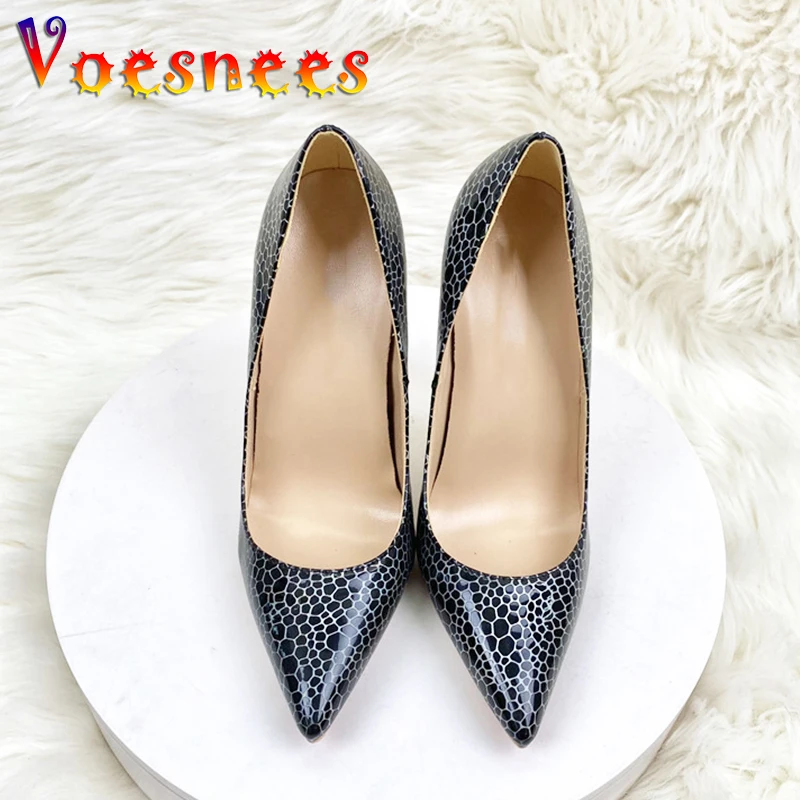 Women's Pointed Toe Shallow Mouth Single Shoes 1CM Summer New Everyday Stone Pattern High Heels Casual All-match Low-heel Pumps