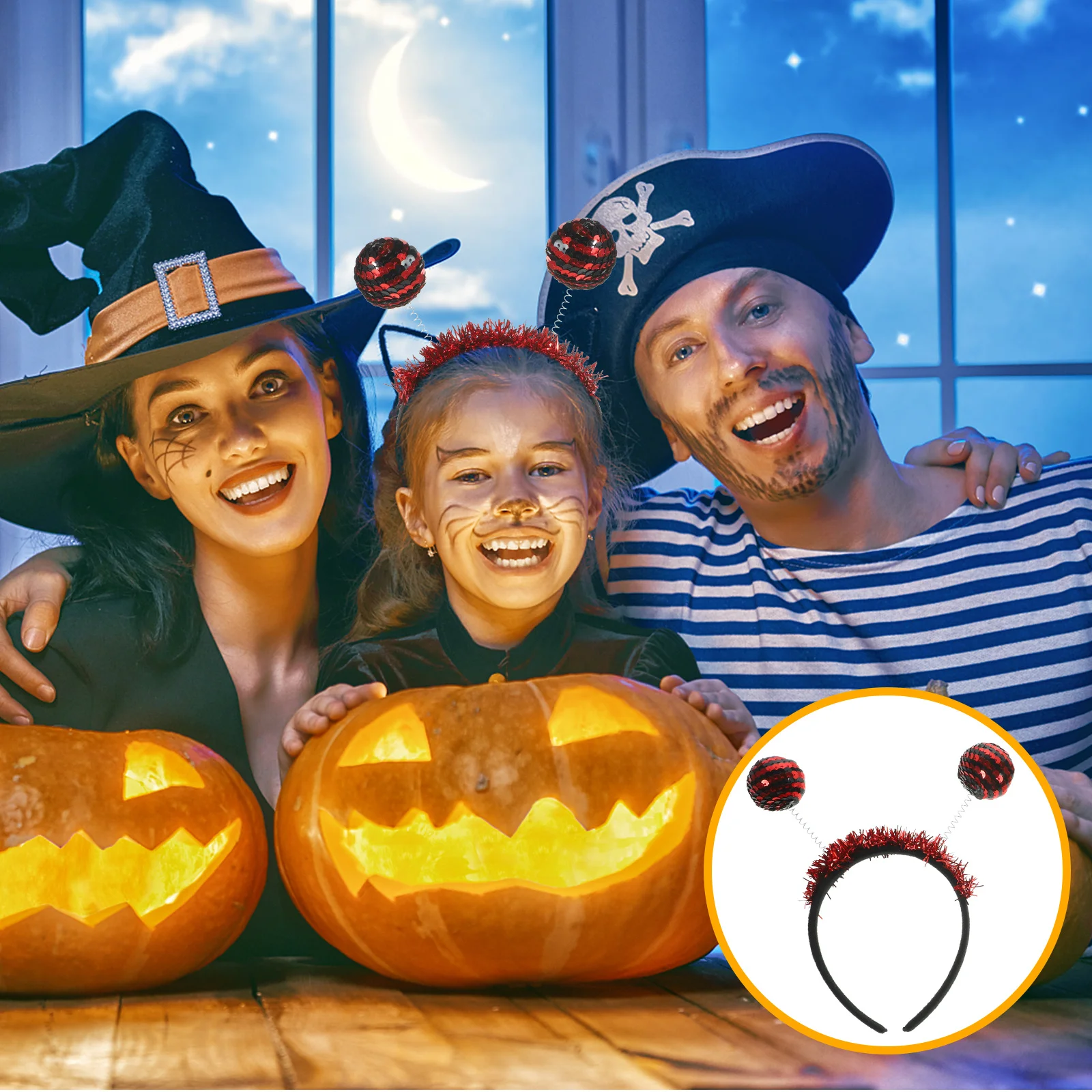 

Halloween Ladybug Headband Spring Design Sequin Headpiece Party Accessory for Adults Cosplay Photo Props Fun Headwear