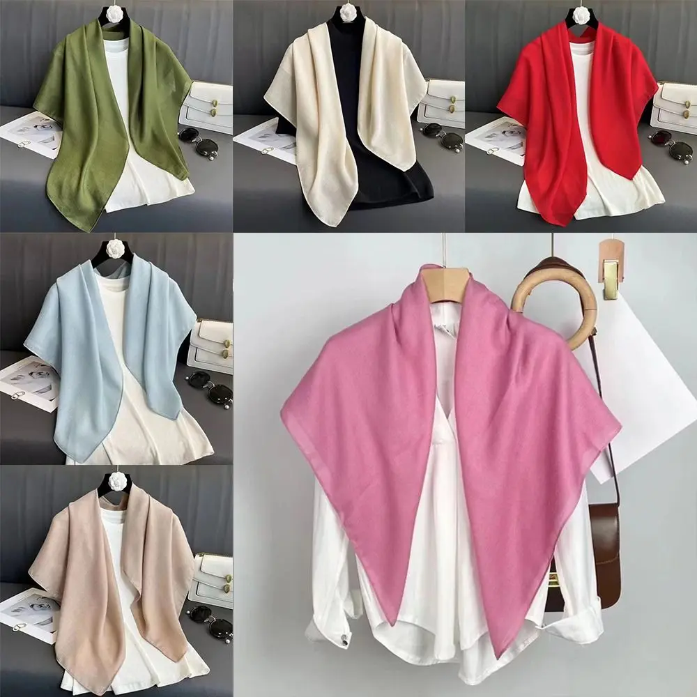 

Новый квадратный шарф 90*90 см, однотонный шарф из искусственного хлопка и льна, шарф-хиджаб, женская повязка на голову