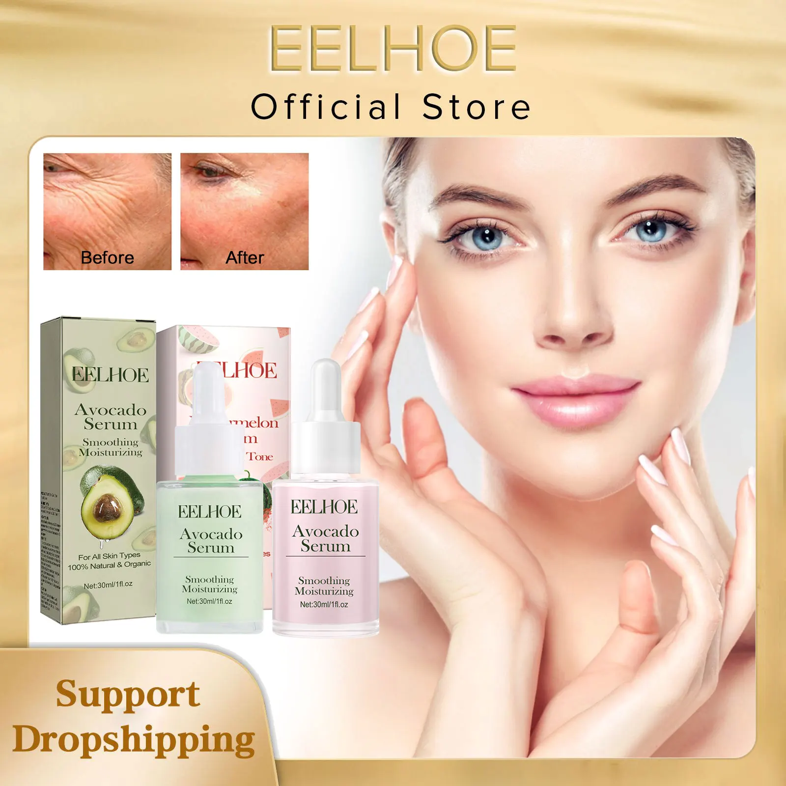 

EELHOE Hyaluronic Acid Serum for Face Vitamin C Anti-Aging Wrinkle Removal Firming Lifting Skin Nourishing Natural Organic Serum