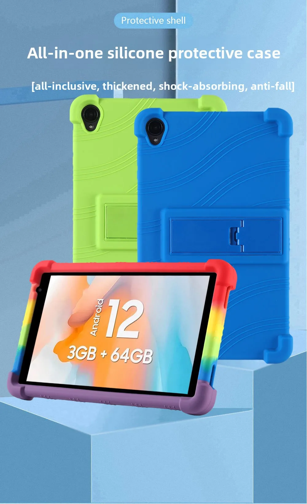 Für Blackview Tab 5 8 Zoll Tablet-Hülle, Silikon-Stoßfänger-Schutzhülle, stoßfest, stoßfest, Ganzkörperhülle für Kinder – Detail 1