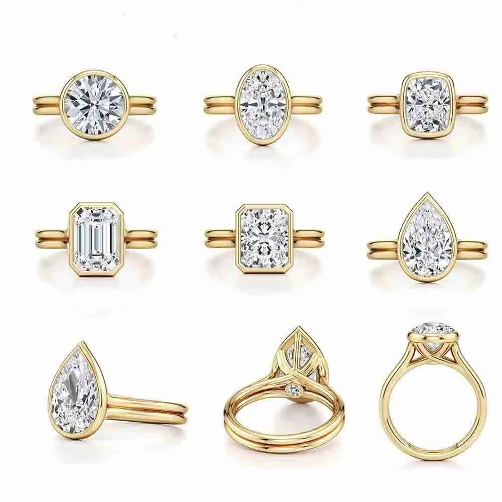 Yaranyan 100% 925 Sterling Silver 2 CT VVS1 D Color Real GRA Moissanite Diamonds Wedding Engagement Gemstone Ring Fine Jewelry