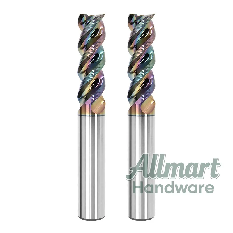 60° U-Groove Color Coated End Mill, DLC Coated Solid Carbide Cutter, High-Efficiency High-Gloss CNC Tool for Copper & Aluminum