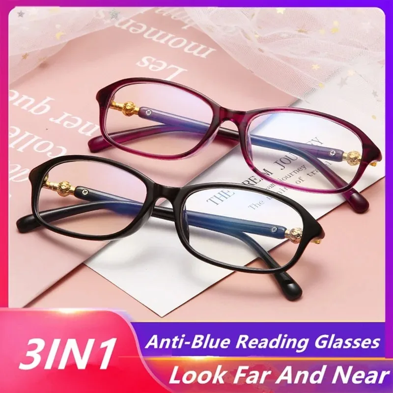 +100~+400New Ladies' Delicate and Fashionable Blue Light Proof Presbyopic Glasses