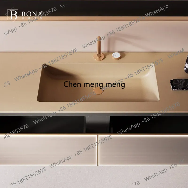 Solid wood paint Corian integrated basin countertop can be customized modern simple wind washing table