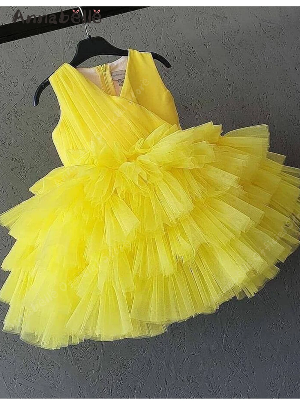 Annabelle Fashion Girl Dresses Sesign Colored Yarn Skirt Flower Girl Dresses Summer Princess Birthday Puffy Dress