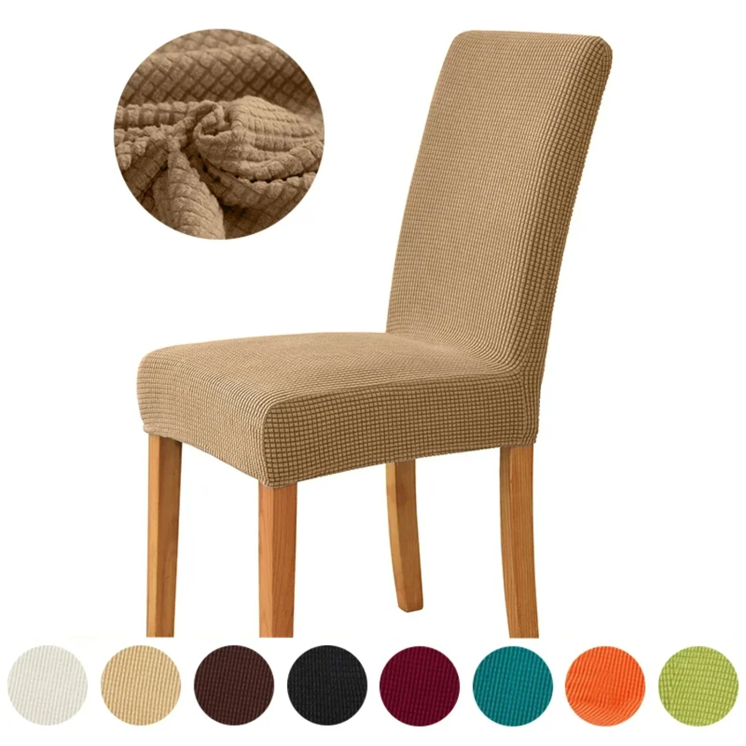 Affordable, Stylish, and Comfortable Jacquard Corn Kernel Fabric Chair Cover - Great Prices on Stretch Seat Slipcovers for Livin