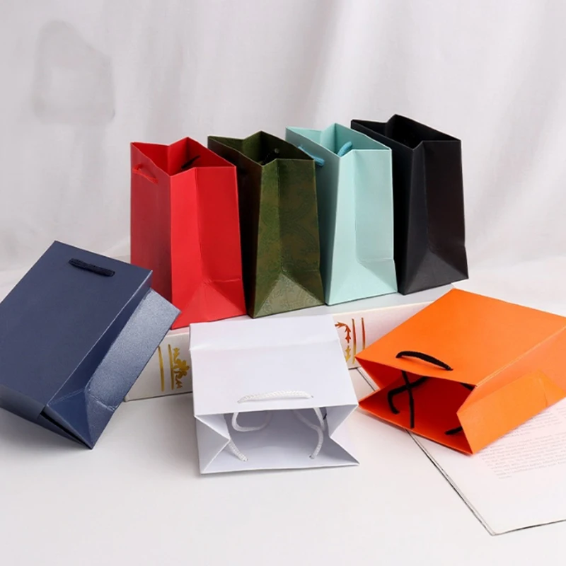 Small Gift Bags for Wedding, Birthday, Baptism, Party Jewel Gifts Package, Small Handbag, Paper Bag, 50Pcs