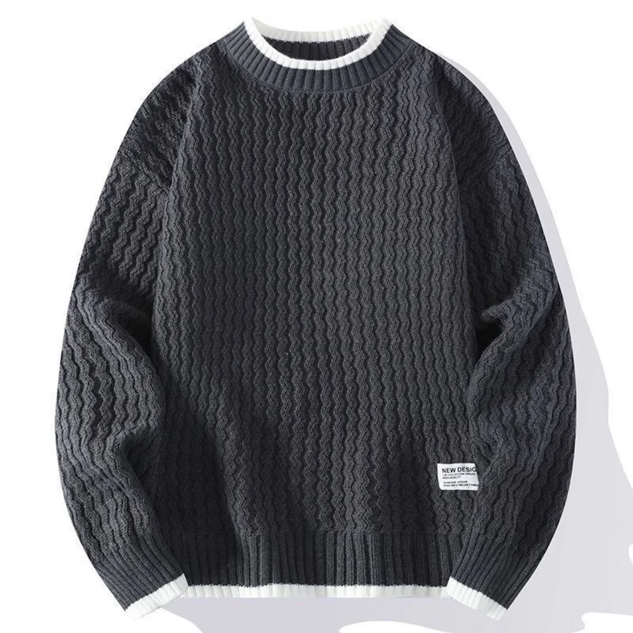 

Men's Autumn Winter Knitted Sweater Round Neck Loose Warm Solid Color Base Layer Top Coat Casual Fashion Outerwear