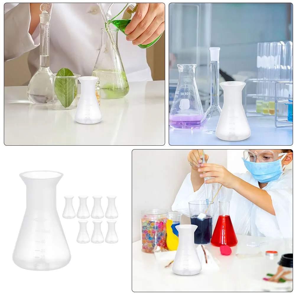 

8 Pcs Flasks Lab Chemistry Plastic Laboratory Gadget Pp Erlenmeyer Measuring Cylinders