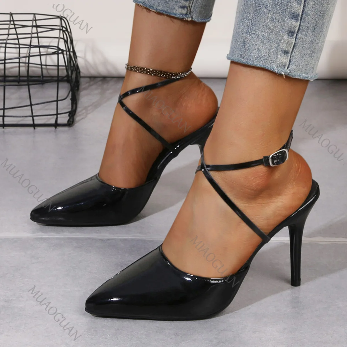 

Sexy Cross Strap High Heels Shoes for Women 2025 Summer New Black Apricot Baotou Sandals Female Thin Heeled Elegant Woman Heels