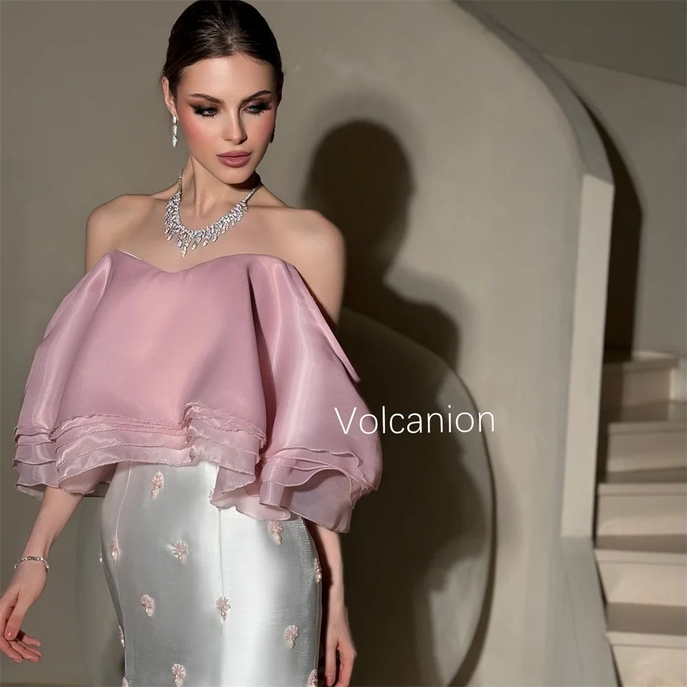 Длинные платья с открытыми плечами и вышивкой Charmeuse, рюшами и рюшами, элегантная мода на заказ