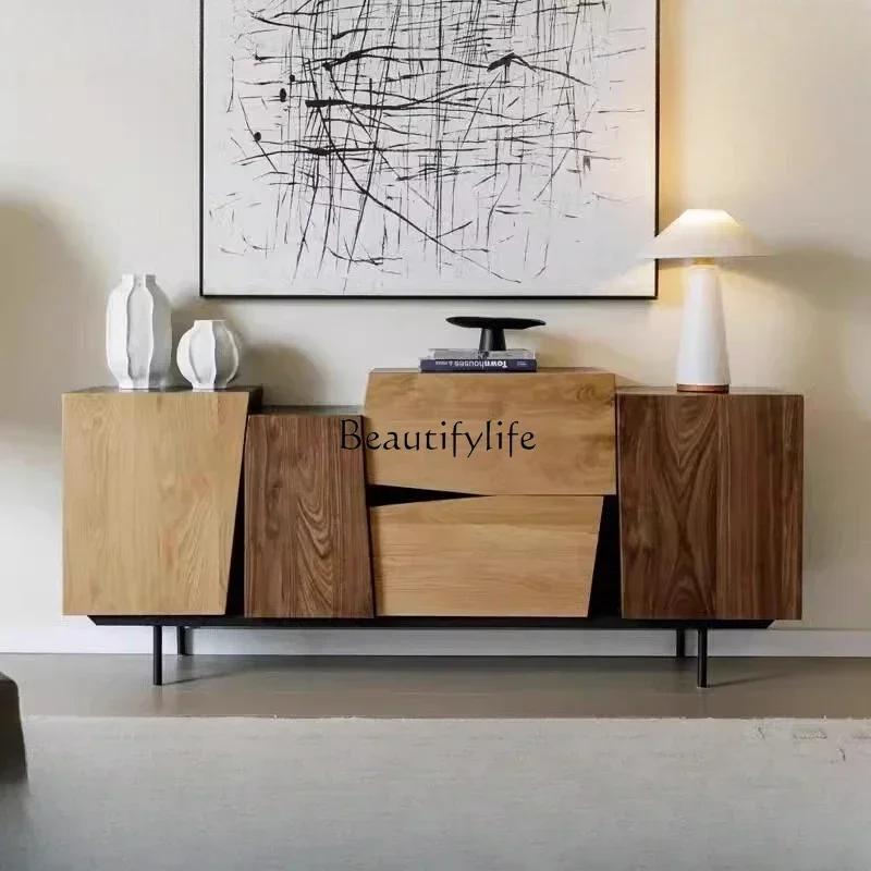 

Wabi Sandy Wind Solid Wood TV Cabinet Living Room Integrated Decoration Locker Vintage Color Matching