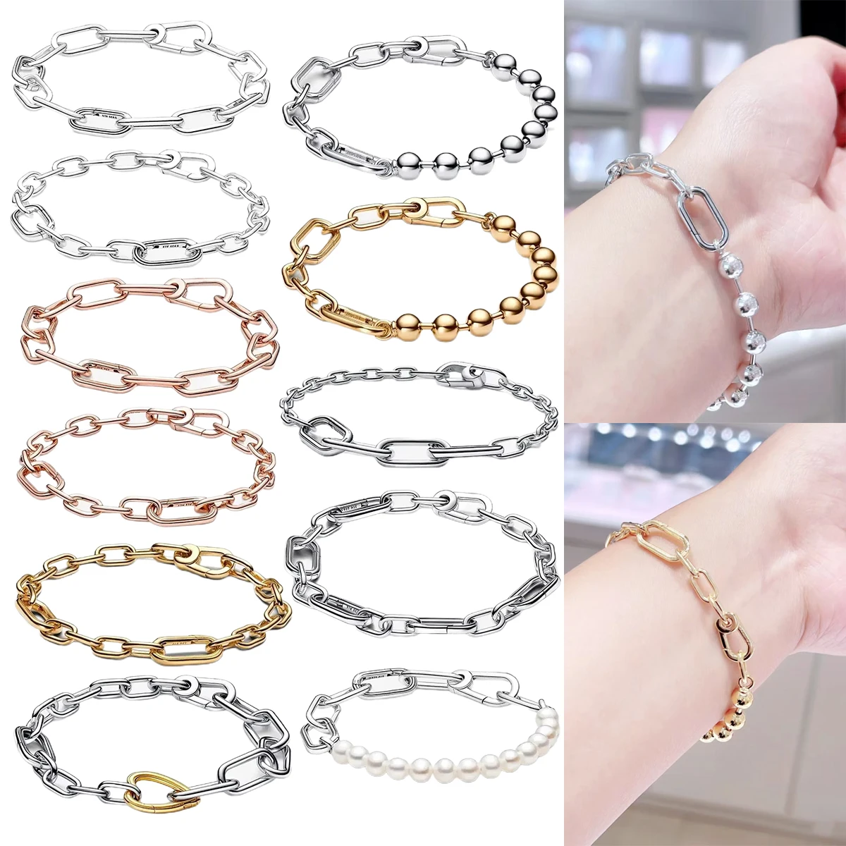 S925 Sterling Silver Classic ME Series Bracelet Exquisite Fashion Ladies Bracelet Sweet and Romantic Suitable for Gift Giving