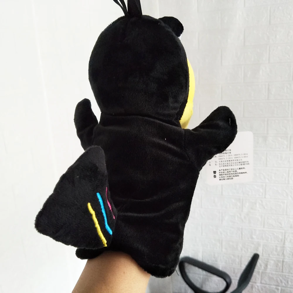Brinquedo bonito da pelúcia do fantoche da mão do pássaro do corvo para o presente recheado das crianças