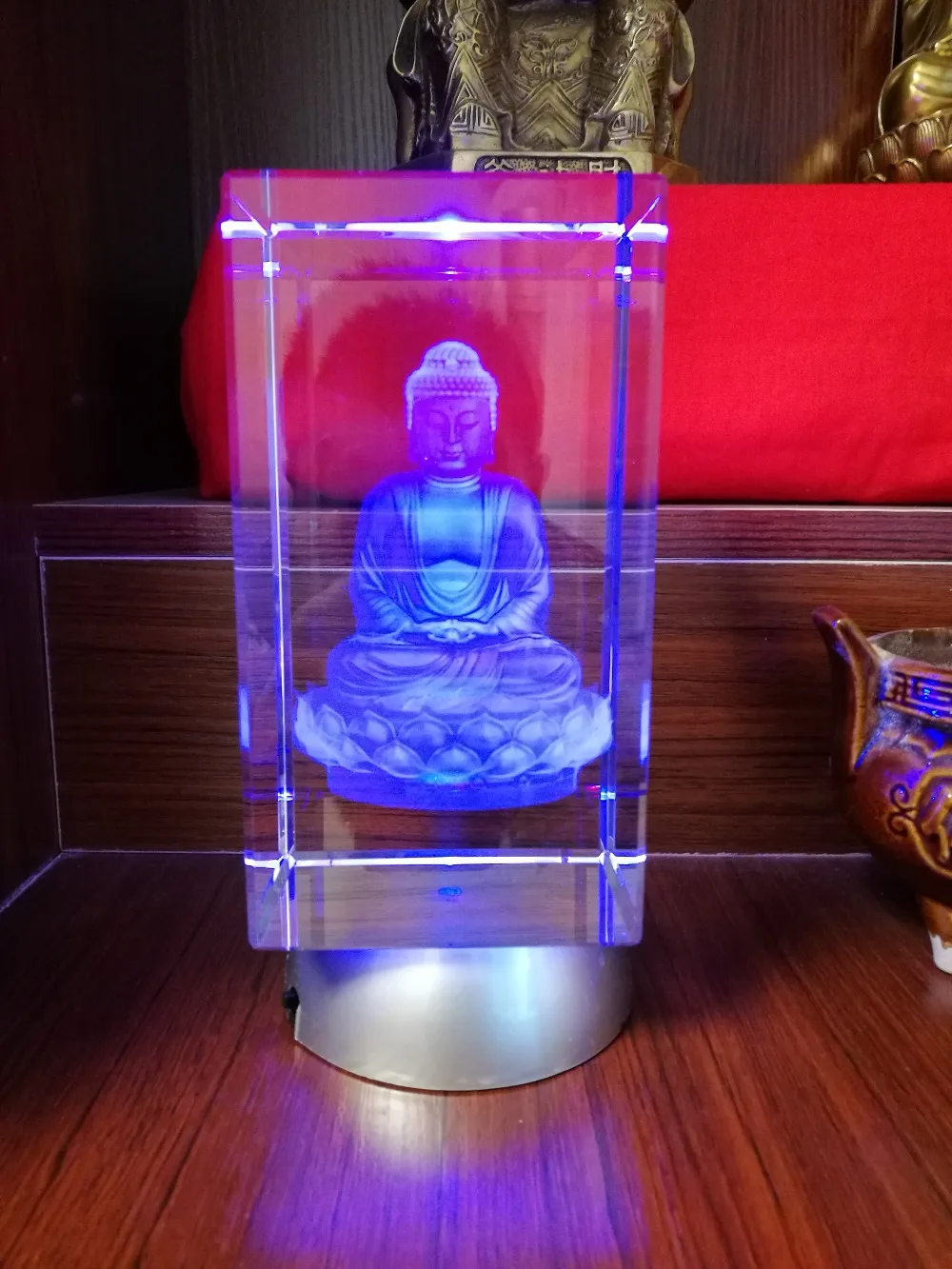 GOOD -15 CM LARGE # Efficacious HOME family Talisman- Greco-Buddhist 3D crystal Buddhist Buddha statue Figurine statue view 4