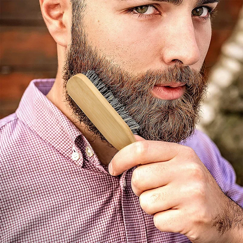 فرش لحلاقة اللحية بمقبض خشبي للرجال ، فرشاة تنظيف الشعر الخشن ، فرشاة حلاقة مضادة للساكنة ، مشط تصفيف الشعر ، فرشاة تصفيف الشعر