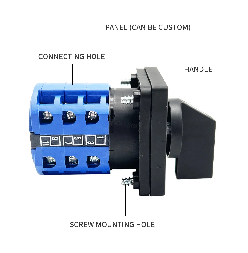 LW28-20 500V 20A Electric 1/2/3/4 Position 8 Terminals Rotary Cam Changeover Switch