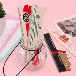 Creatieve Briefpapier Geschenken Houten Multi-Functionele Student Tools Schattige Cartoon Briefpapier Meting Tekening Rechte Liniaal 15Cm