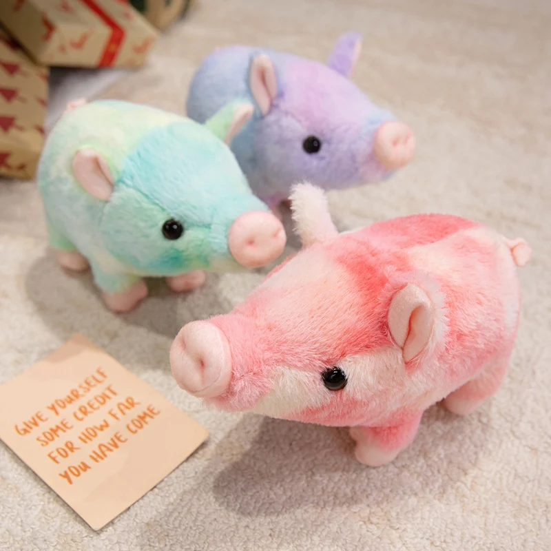 1pc 23cm Color Pig Standing Posture Plush Animals Soft Dolls Baby Soothing Toys Kids Throw Pillow Birthday Halloween Gifts Decor