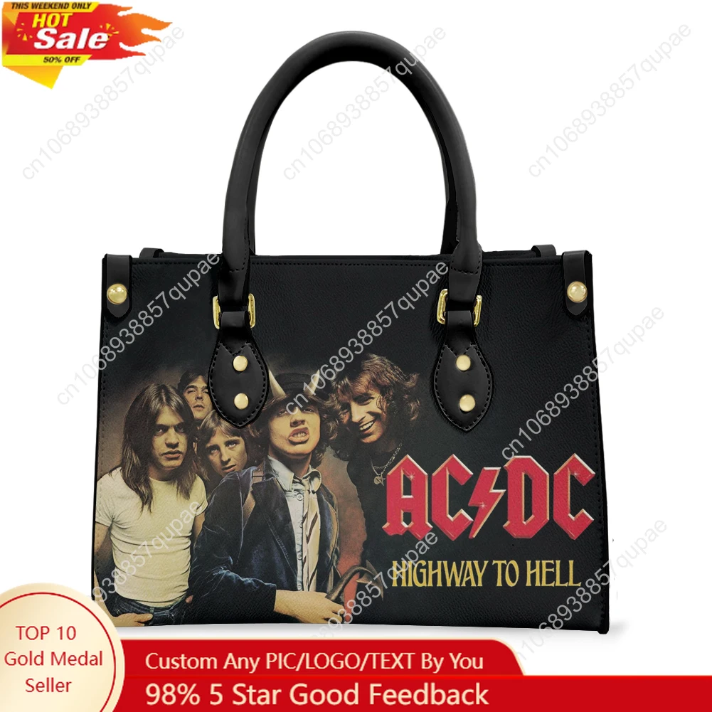 

A-AC Tote Bag PurseVintage Rock D-DC Womens Mens Personalized Text Image PU Leather Handbag Business Shopping Gift Bags