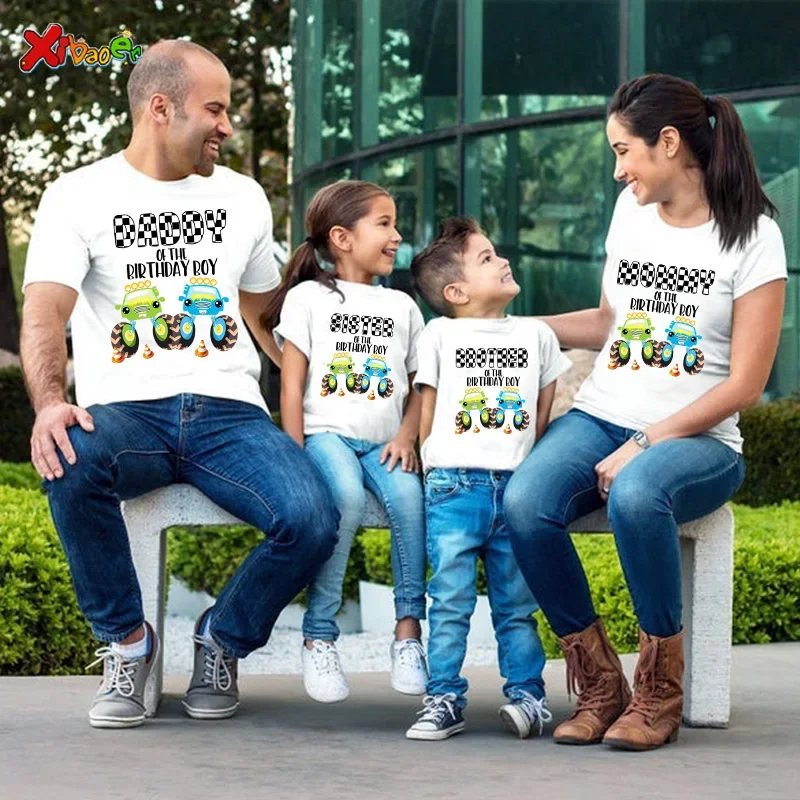 T Shirt Family Gift Dad Mam Son T-Shirt Custom Name Cartoon Racing T Shirt Boys Children Kids Clothes Daddy Mommy Party Outfit