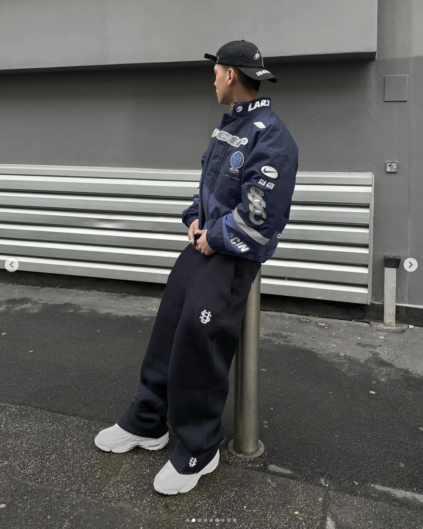 

Мужские однотонные уличные брюки с вышитым дизайном на молнии и прямыми штанинами, высококачественные уличные брюки на осень и зиму