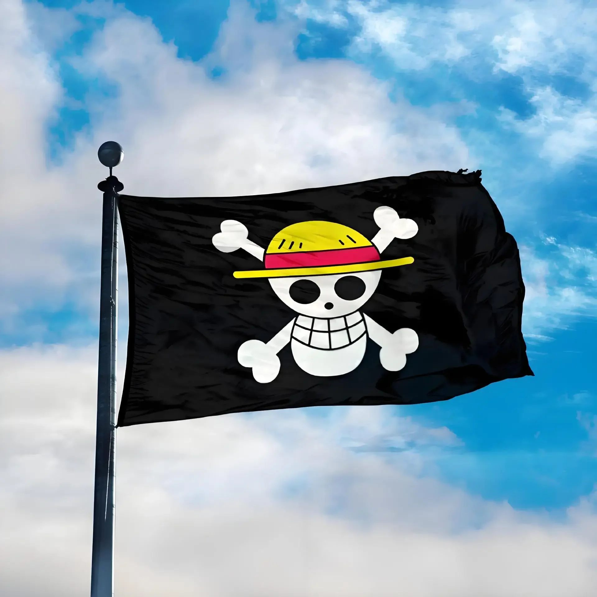 Bendera Tengkorak Bajak Laut One Piece Kartun untuk Dekorasi Dinding Kamar Tidur, Lukisan Banner, Bendera Pasukan Bajak Laut Topi Jerami Luffy, Mainan Hadiah