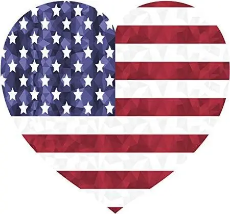 Classic Design Heart-Shaped Patriotic Red White Blue American Flag Symbol Vinyl Occlusion Scratch Decal Sticker Car Accessories