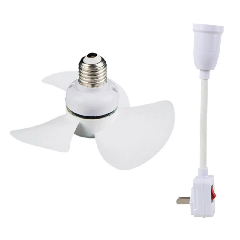 E27 Screw Mouth Fan Kitchen Bedroom Ceiling Fan Strong Wind with Flexible Plug Energy-saving Small Fan 10W Low Noise