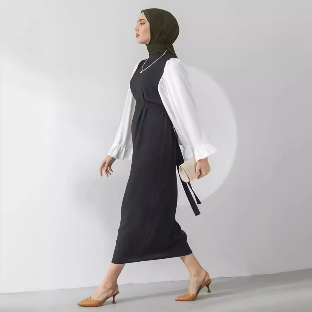 Jalabiya Ramadan Eid Muslim Women Party Lace Up Dresses Abaya Morocco Dubai Abayas Kaftan Arab Long Robe Islam Modest Vestidos