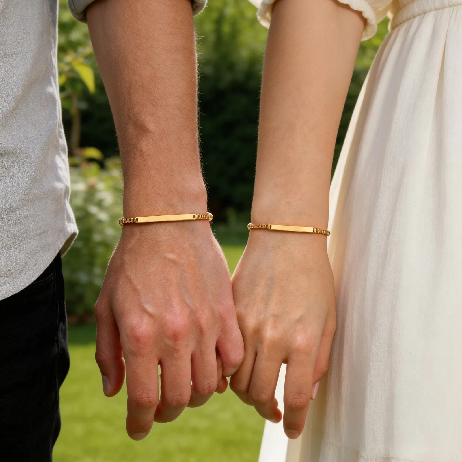 

Vnox Free Engraving Curved Bar Bracelet, Gold Color Stainless Steel Adjustable Chain Couple Bracelet for Men Women Jewelry Gifts