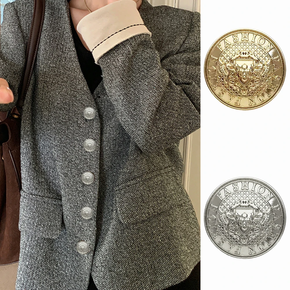 10 шт./компл., 15/20/25 мм, изысканный ретро-дизайн с двойным львом, металлические пуговицы, костюм, пальто, куртка, высококачественные декоративные пуговицы