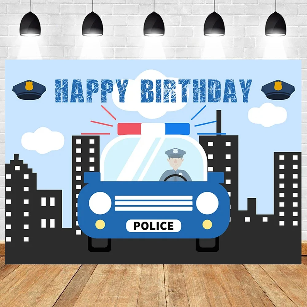 Police Gun Theme Baby Shower Birthday Party Children\'s Portrait Personalized Photography  Vinyl Background Decor Supplies