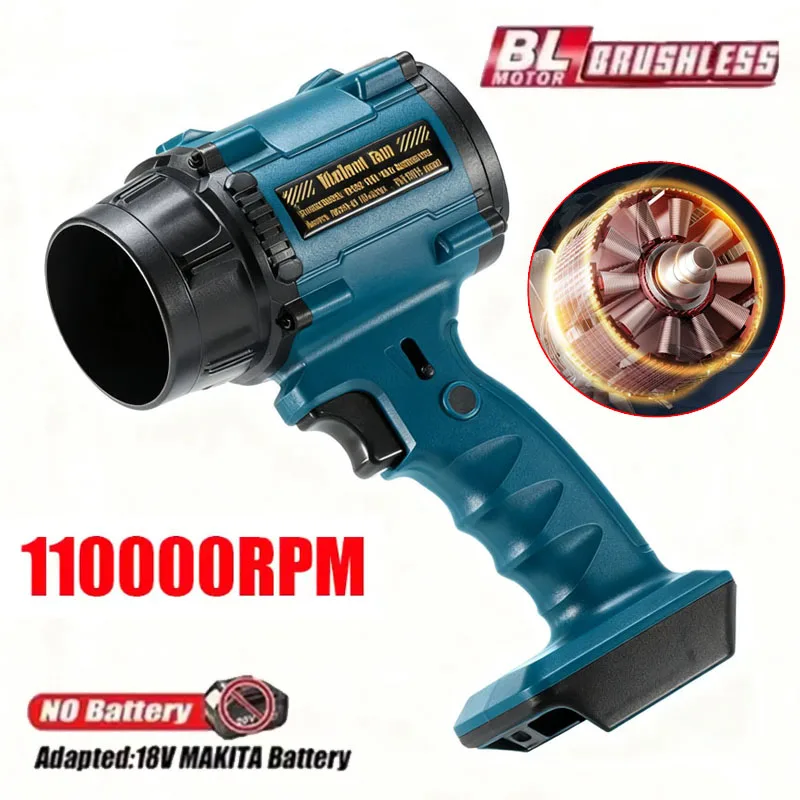 Para makita 18v bateria ventilador violento de alta potência ventilador de ar sem escova turbo ventilador de velocidade ajustável folha espanador jato ventilador