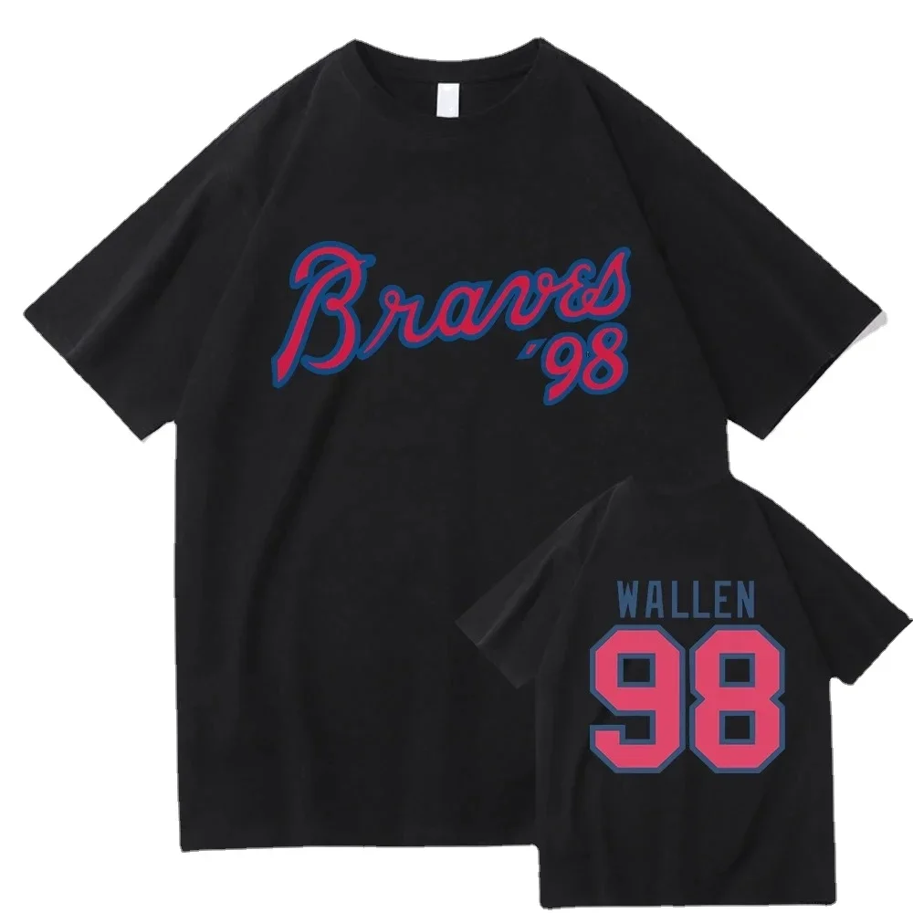 Morgan Wallen 98 Braves Song Tee Men Women Print Cotton T Shirt Country Music Short Sleeve Tshirt Summer Oversized T-shirts Tops