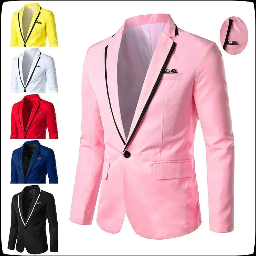 Mannen Slim Jas Business Casual Jasje Bruiloft Bruidegom Mannen Een Knop Blazer