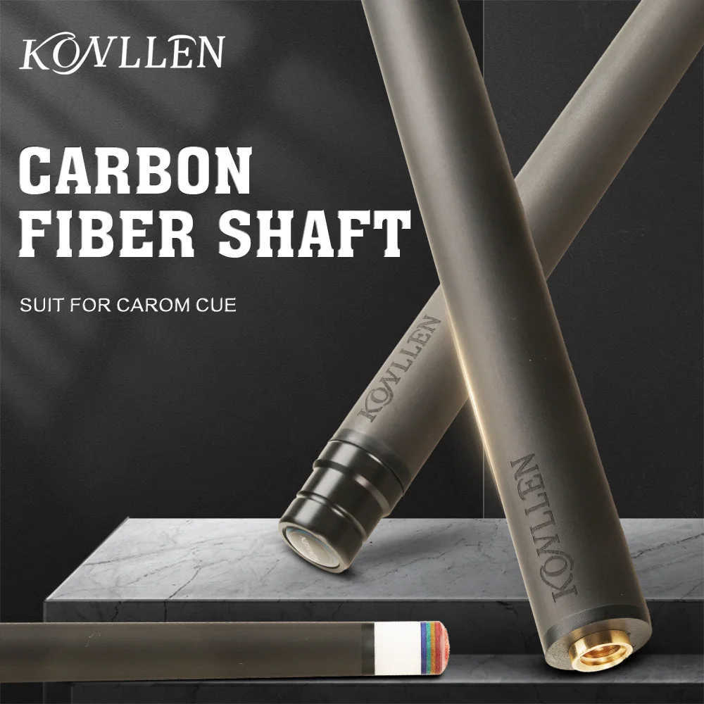 KONLLEN Carbon Fiber Carom Cue Stick Shaft with Uni-Loc 3/8*8 Pin Joint 11.8-12mm Tip Single Shaft for 3 Cushion Carom Cue Stick