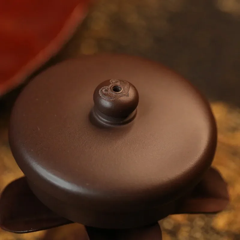 Engraved Ruyi Zisha pot (old purple mud) all handmade 200ml