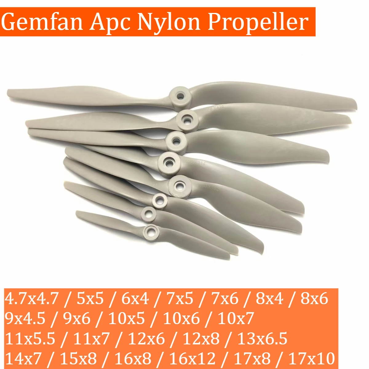 Gemfan Apc Nylon Propeller High-performance Propellers 5x5/6x4/7x5/8x4/8x6/9x6/10x5/11x5.5/12x6/13x6.5/14x7/17x10 for RC Plane