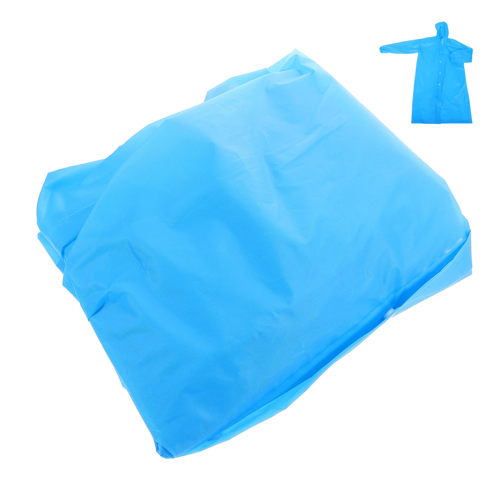 

Adult Rain Poncho with Hood Waterproof Reusable Blue Eva Lightweight Portable for Hiking Camping Travel Protection