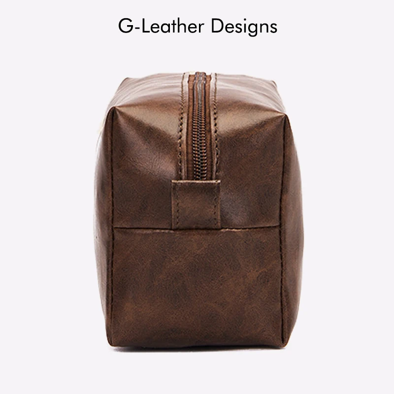 Custom Initials Vegan Leather Vintage Cosmetic Bag Toiletry Storage Bag Travel Organizer Bag For Men Women Casual MakeUp Bag