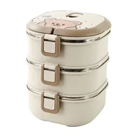 304 Stainless Steel Insulated Lunch Box With Spoon Stackable Portable Bento Box Multi-layer Leak Proof Food Container