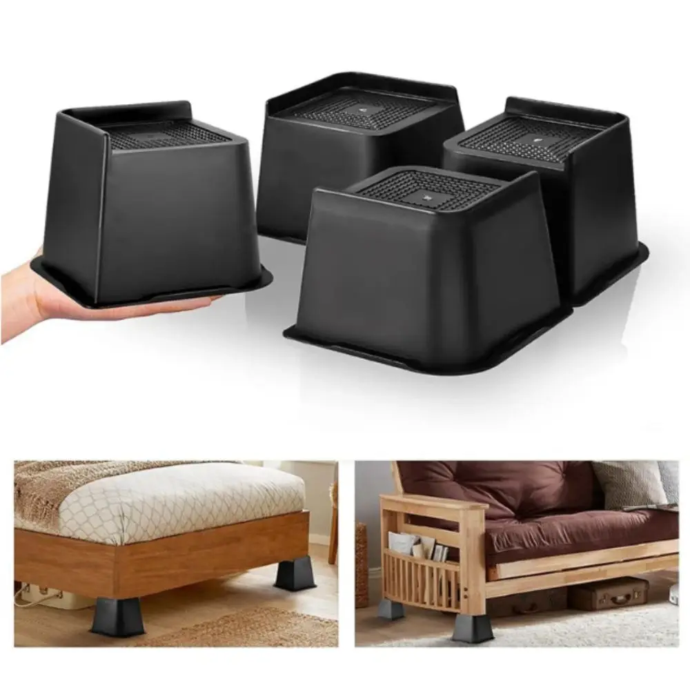 4 Inch Height Bed Risers Square Design 4pcs Set Furniture Risers Oversized Support Heavy Duty Heavy Duty Risers Couch Support