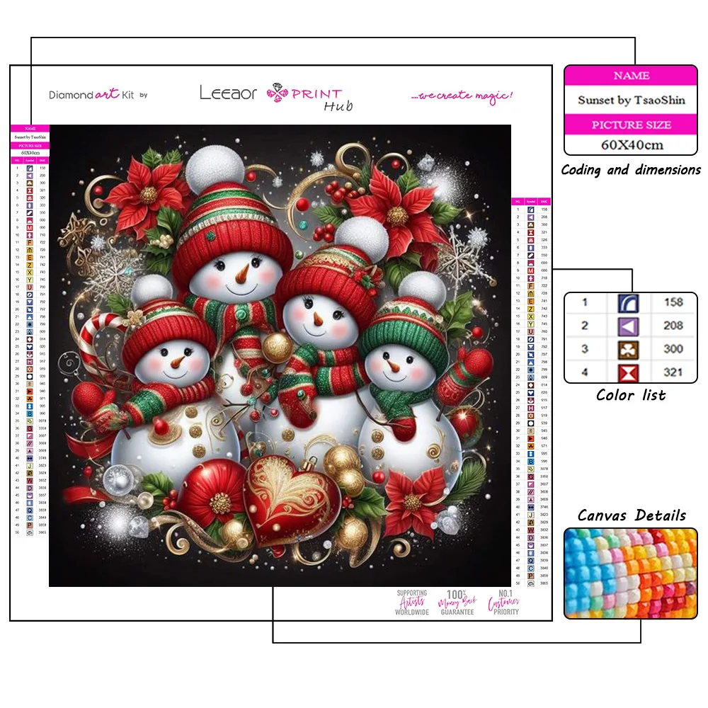 Christmas Diamond Painting Snowman Family Rhinestone Cartoon Cross Stitch Kits Mosaic Art Embroidery Christmas Decoration Gift