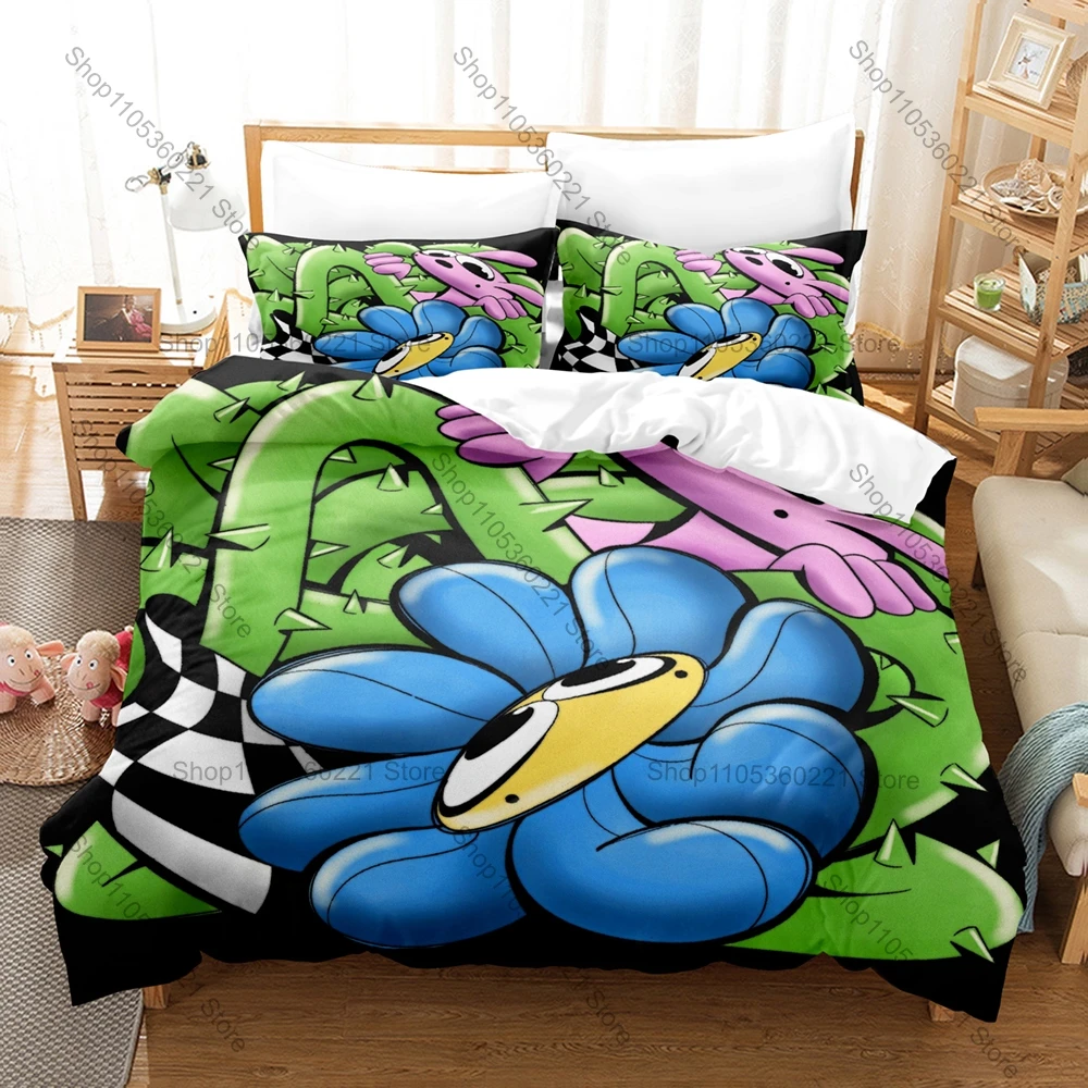 Nsqk Themed Duvet Cover + 2 Pillowcases, Cute Cartoon Figure Graphic Bedding Set Ideal for Home Dorm Decoration & Fan Collection