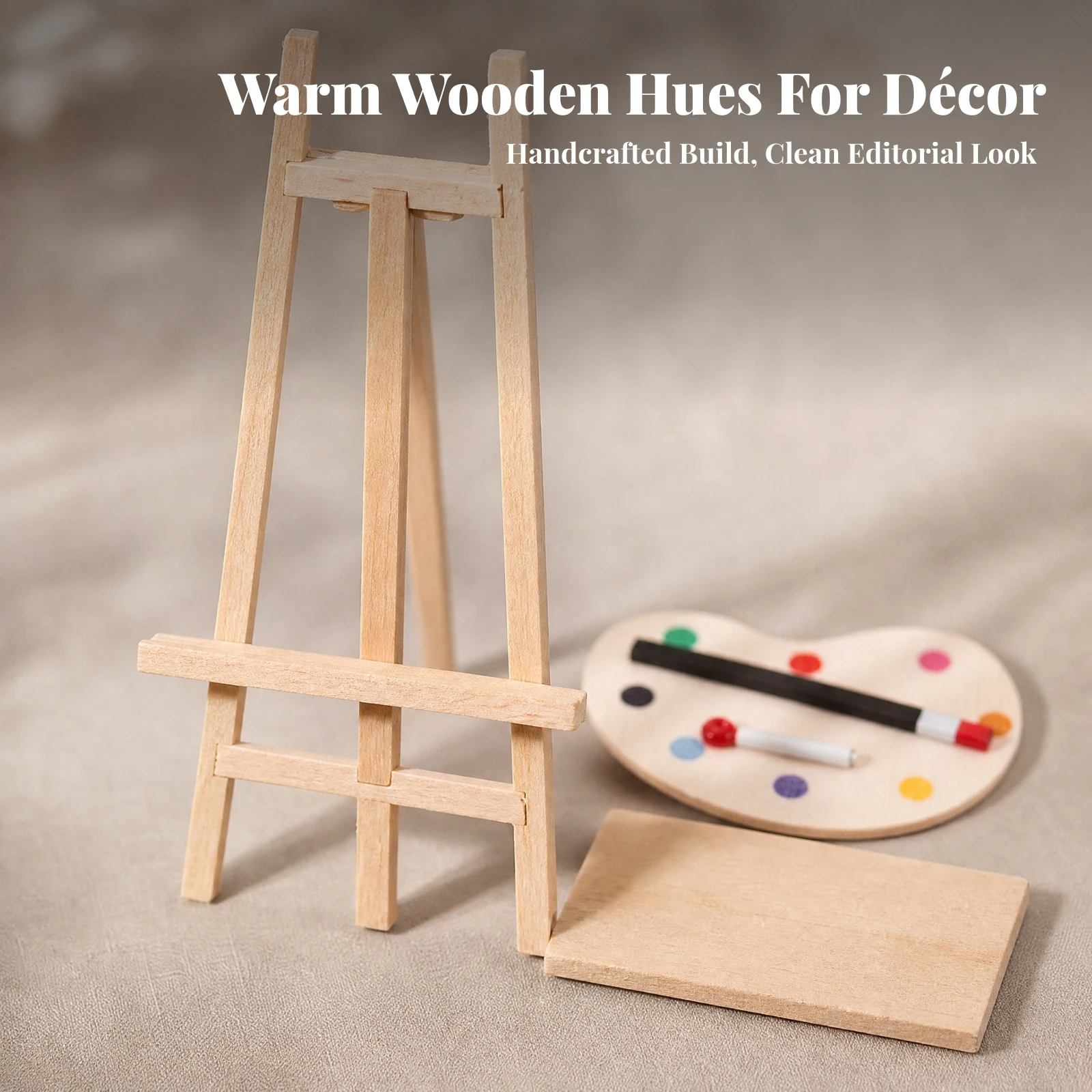 3 Pieces Miniature Display Set High Quality Tiny Painter's Easel Kit with Palette and Canvas Board for Collectible Displays